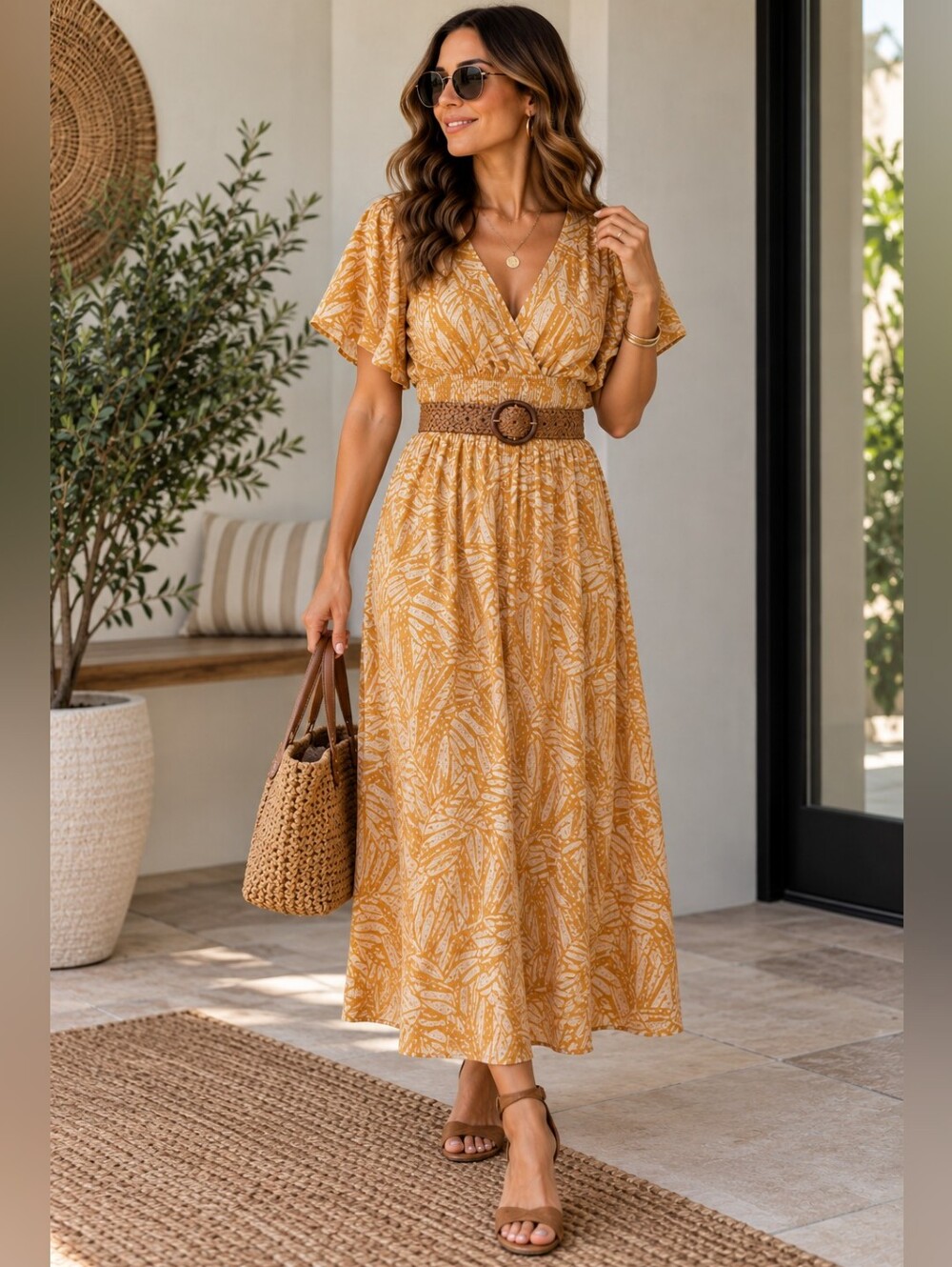 Rabbit Rabbit Rabbit Designs Light Orange Geometric Maxi Dress Size 10 NWT